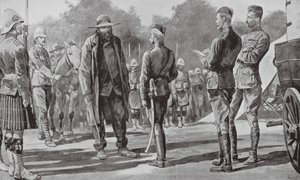 El comandante Cronje se rinde a Lord Roberts (litografía) de Richard Caton II (after) Woodville