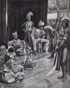 Sir James Brooke negociando un tratado con el sultán de Brunéi para establecer una colonia británica en Borneo de Richard Caton II (after) Woodville