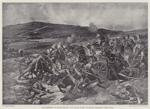 El desastre en Koorn Spruit, la Real Artillería a Caballo trabajando sus cañones (litografía) de Richard Caton II (after) Woodville