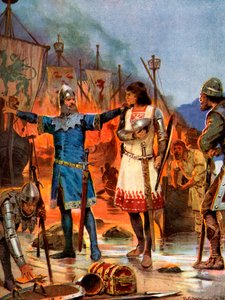 Fitz-Stephen Quema sus Barcos, 1169 AD, c1920 de Richard Caton II Woodville