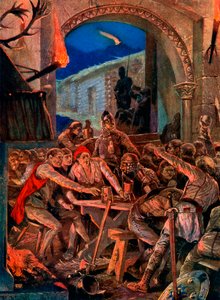 El último banquete de los hombres de Robert De Comines en Durham, 1069, c1920 de Richard Caton II Woodville