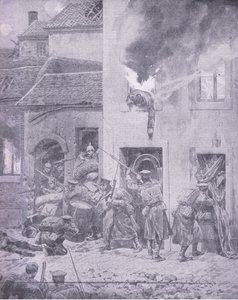 Enfrentamiento con el enemigo: Lucha casa por casa en Ypres, de Historia de la Gran Guerra Vol 3 publicado por Waverley Book Co Limited, c.1920 de Richard Caton Woodville