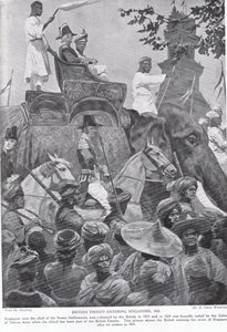 Tropas británicas entrando en Singapur, 1824, ilustración de 