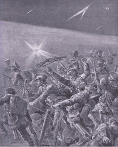 Atrapados en alambradas: Ataque nocturno de la infantería británica, de Historia de la Gran Guerra Vol 3 publicado por Waverley Book Co Limited, c.1920 de Richard Caton Woodville
