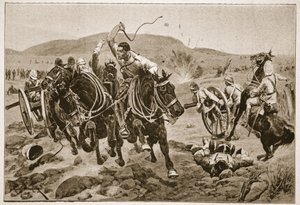 Artillería de campo entrando en acción, ilustración de 