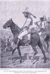 Reparadores de caminos nativos, de Después de Pretoria: La Guerra de Guerrillas publicado por Harmsworth Bros Limited, 1901
