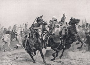 El Ataque a Sir Ralph Abercrombie por los Dragones Franceses, ilustración de 