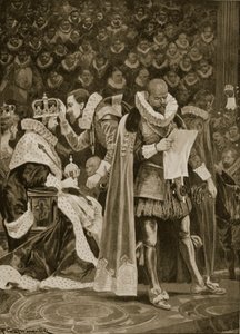 El homenaje, la largueza y el perdón general en la coronación de Jacobo I y Ana de Dinamarca, 25 de julio de 1603, de 