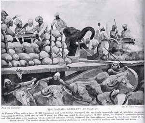 La artillería del Nawab en Plassey, ilustración de 