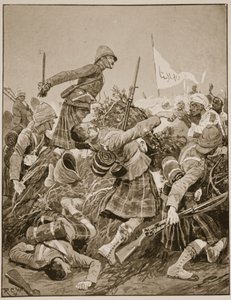Los Highlanders de Seaforth asaltando la zareba en la Batalla de Atbara, ilustración de 