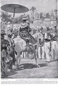 La rendición de Rangún a los británicos, 1824, ilustración de 