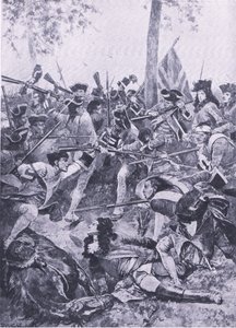 Batalla de Ramillies, 23 de mayo de 1706: El ataque del regimiento irlandés, ilustración de British Battles on Land and Sea, 1915 de Richard Caton Woodville junior