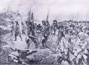 Blenheim, 13 de agosto de 1704: Asalto al pueblo, ilustración de British Battles on Land and Sea, 1915