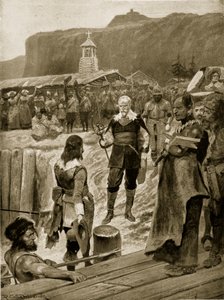 El primer asentamiento de Gran Bretaña en Quebec, ilustración de 
