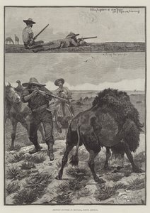 Cazadores de búfalos en Montana, América del Norte