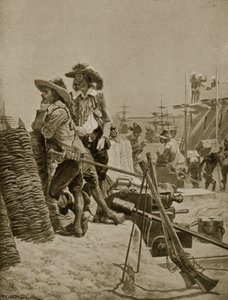Construcción del primer Fuerte en Madrás, 1640, ilustración de 
