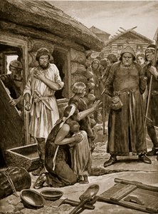 Sujetos sobrecargados expulsados de sus casas, ilustración de 