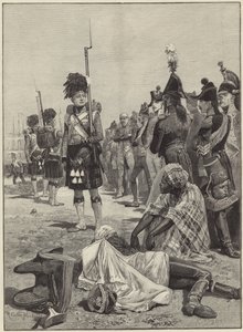 Los 42º Highlanders custodiando prisioneros franceses