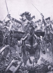 El duque de Marlborough en la batalla de Oudenarde, 11 de julio de 1708, ilustración de British Battles on Land and Sea, 1915 de Richard Caton Woodville junior