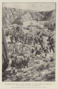 El levantamiento de la frontera india, los Gordon Highlanders y Gurkhas asaltando la cresta de Dargai