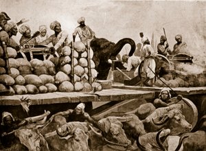 La artillería del Nawab en Plassey, ilustración de 