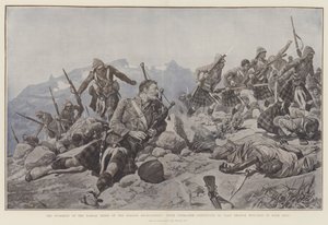 El asalto a la cresta de Dargai por los Gordon Highlanders, el gaitero Findlater continuando tocando a pesar de estar herido en ambas piernas de Richard Caton Woodville junior