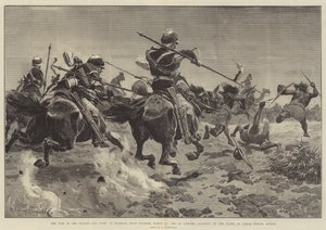 La guerra en Sudán, la lucha en Hasheen, cerca de Souakim, 20 de marzo, los lanceros del 5º cargando en el flanco del ataque de Osman Digna de Richard Caton Woodville junior