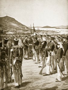 La cesión de Hong Kong a los británicos, 1841, ilustración de 