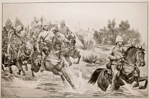 El gran avance: Real Artillería a Caballo (División de Caballería) cruzando el Vaal de Richard Caton Woodville junior