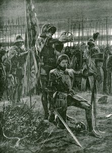 La coronación informal de Enrique VII por Lord Stanley en el campo de batalla de Bosworth, 22 de agosto de 1485 de Richard Caton Woodville junior