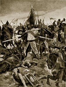 La última resistencia de De Montfort en Evesham, ilustración de 