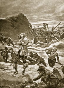 Naufragio en las Bermudas, 1609, ilustración de 