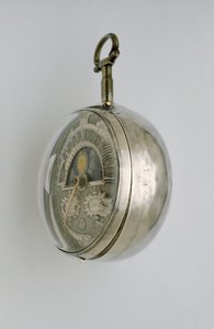 Vista lateral de un reloj de caja doble, c.1685 de Richard Colston