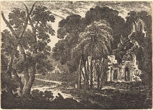 Abadía en ruinas entre árboles de Richard Cooper II