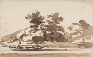 Barquero en una batea de Richard Cooper the Younger
