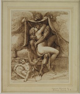 Venus y Marte, c.1790 (pluma y tinta marrón sobre papel) de Richard Cosway