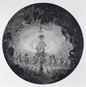 Puck y las hadas, grabado por William Home Lizars (1788-1859) de Richard Dadd