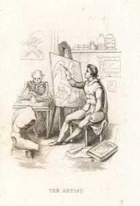 El esqueleto de la muerte y el artista, 1827 (grabado)