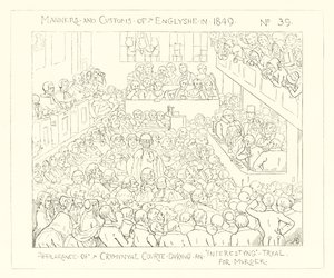 1849, Apariencia del Tribunal Penal durante un juicio interesante por asesinato