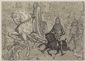 Eduardo el Príncipe Negro, con su prisionero el Rey Juan de Francia, entrando en Londres