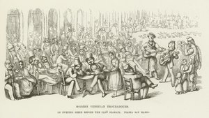 Trovadores venecianos modernos, una escena nocturna frente al Café Florian, Piazza San Marco de Richard Doyle