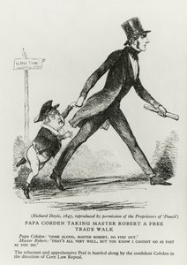 Papá Cobden llevando al Maestro Robert a un paseo de libre comercio, 1845 de Richard Doyle