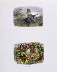 El mensajero de la reina de las hadas, y elfo y búhos, ilustraciones de 