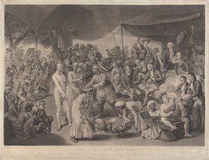 Partido de gallos del coronel Mordaunt en Lucknow de Richard Earlom