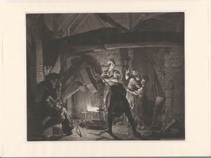 Familia en una herrería Una forja de hierro de Richard Earlom