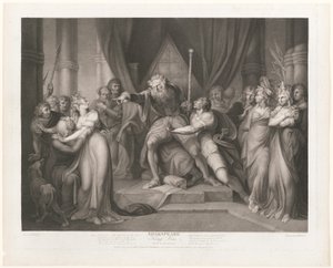 Lear expulsando a su hija Cordelia de Richard Earlom
