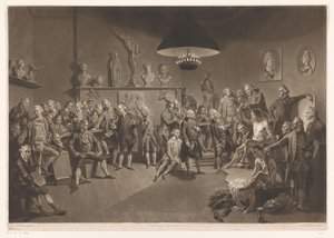 Miembros de la Royal Academy en un interior con un modelo masculino desnudo, 1768 de Richard Earlom