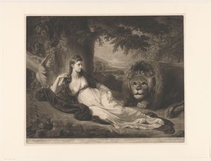Retrato de Mary Lawrence con un león en un paisaje señorita salón una de Richard Earlom