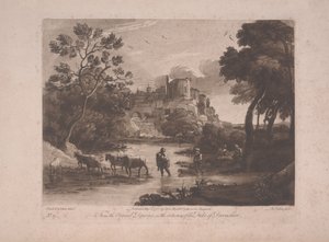 Vista de Tívoli al atardecer, publicada en 1775 de Richard Earlom