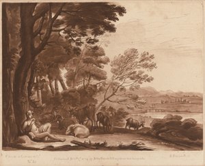 Paisaje No. 15 de "Liber Veritatis" de Richard Earlom after Claude Lorrain